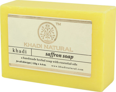 Khadi Natural Hand Made Saffron Soap Pack of 3(375 g, Pack of 3)