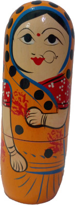 

Crafts India Set Of 5 Piece Hand Paints Nesting Wooden Dolls for Kids - Indian Lady(Multicolor)