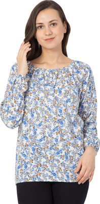 FU2M Casual Full Sleeve Floral Print Women Multicolor Top