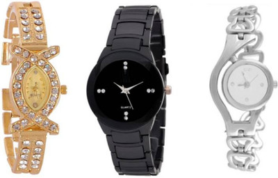 

PMAX BLACK AND CHAIN SILVER NEW STYLISH FOR Watch - For Women