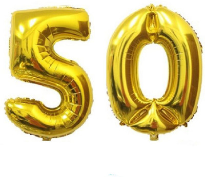 

AMFIN Solid 17" Inch 50 Number Foil balloon Balloon(Gold, Pack of 2)