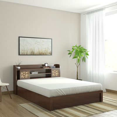 Spacewood Mayflower Engineered Wood Queen Bed With Storage(Finish Color - Brown)