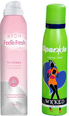 

Avon Anew Feeling Fresh no marks Anti - perspirant deodorant for women 150 ml With one sparkle perfume spray 150 ml(Set of 2)
