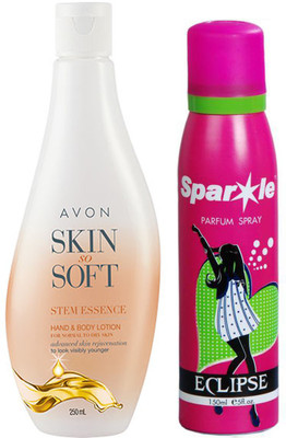 

Avon Anew Skin so Soft stem essence hand & body lotion 250 ml With one sparkle perfume spray 150 ml(Set of 2)