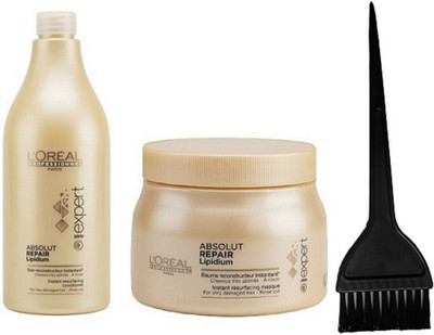 

Professional kit Of Hair Brush,L'Oreal Professional Paris Absolut Repair Lipidium Shampoo 1500ml with Spa 490 gm(Set of 3)