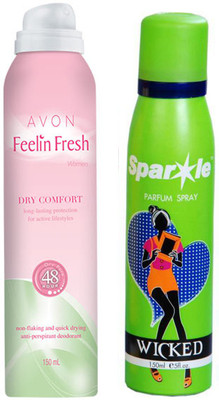 

Avon Anew Feelin Fresh dry comfort anti perspirant deodorant for women 150 ml With one sparkle perfume spray 150 ml(Set of 2)