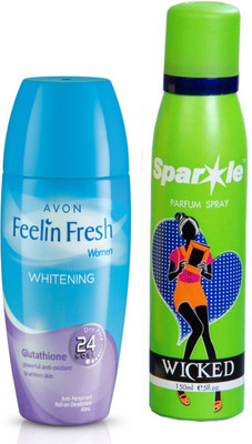 

Avon Anew feelin fresh whitening glutathione roll on deodorant for her 40 g With one sparkle perfume spray 150 ml(Set of 2)