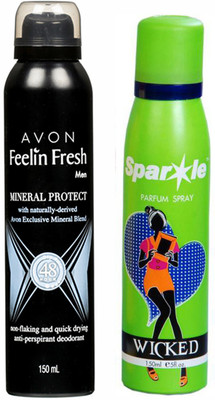 

Avon Anew Feeling Fresh Mineral Protect Anti-Perspirant Deodorant 150 ml With one sparkle perfume spray 150 ml(Set of 2)