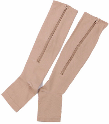 

Shrih Compression Socks Zipper Leg Support stovepipe socks Open Toe work out fitness protection Men, Women Compression(Beige Half Sleeve