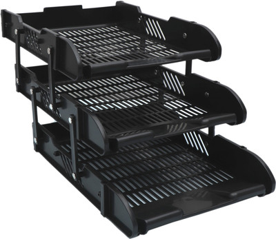 

Lifestyle-You 3 Compartments Plastic desk organizer(Black)