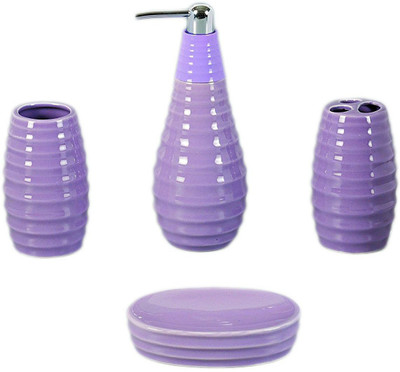 

Shrih Ceramic Bathroom Accessory Set 4 PCS PURPLE Ceramic Bathroom Set(Pack of 4)