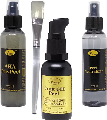 

VACOS Fruit Peel Citric Acid 30%, Glycolic Acid 35% 30 ml with Pre Peel Neutralizer Brush Chemical Peel Skin Peeling(30 ml)