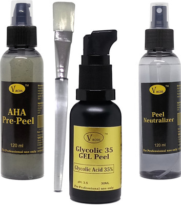

VACOS Glycolic 35 gel Peel Glycolic Acid 35% 30 ml with Pre Peel Neutralizer Brush Chemical Peel Skin Peeling(30 ml)