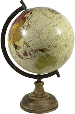 

ELECTROBOT Medium Size Rotating World Globe With Wooden Stand For Table, Bookshelf, Shelf, Wall Ledge, Decorative And Educational For Kids 12" Desk & Table top World World Globe(Large Beige)