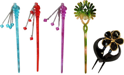 

Denko Combo of Multi Color Juda Sticks Bun Stick(Multicolor)