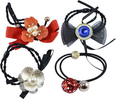 

Saamarth Impex Various Design Hair Band Fabric Made Designer Casual,Party Wear Hair Accessories Set Of 4 Rubber Band(Multicolor)