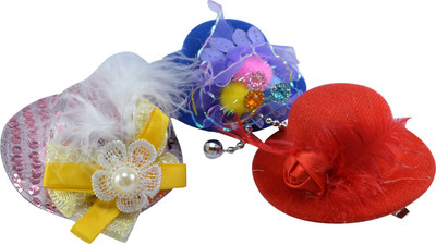 

Saamarth Impex Unique Bargains Ladies Party Meshy Design Cover Mini Top Hat Alligator Hair Clip -Set Of 3 Hair Clip(Multicolor)