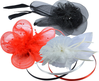 

Saamarth Impex Nylon Meshed 3 Color Flower Design Hair Buckle Hair Accessories,Hair Decor Set Of 3 Head Band(Multicolor)