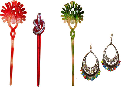 

Indian Happy Greta Combo of Multi Color Juda Sticks Bun Stick(Multicolor)