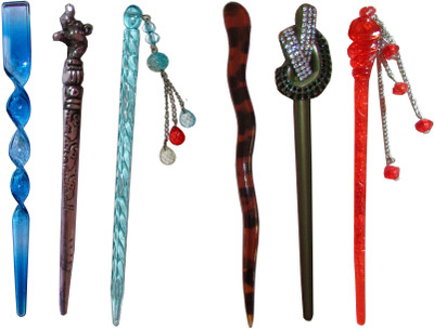 

Juio Combo of Multi Color Juda Sticks Bun Stick(Multicolor)