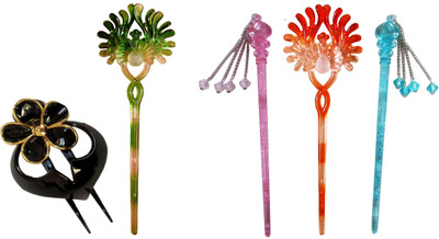 

U & US Combo of Multi Color Juda Sticks Bun Stick(Multicolor)