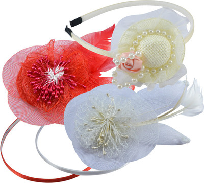 

Saamarth Impex Nylon Meshed 3 Color Flower Design Hair Buckle Hair Accessories,Hair Decor Set Of 3 Head Band(Multicolor)