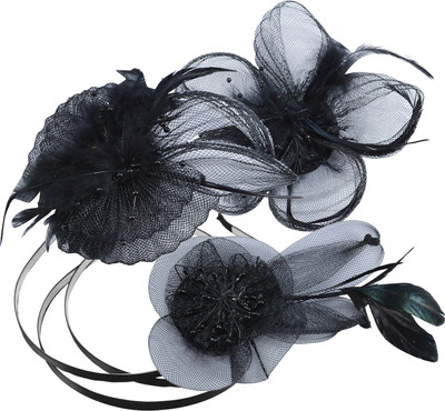 

Saamarth Impex Nylon Meshed Black Color Flower Design Hair Buckle Hair Accessories,Hair Decor Set Of 3 Head Band(Black)