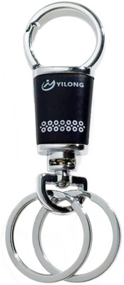 kd collections KD-259-Double Ring Metal hook keychain for Bike & Cars|Silver-Black Key Chain