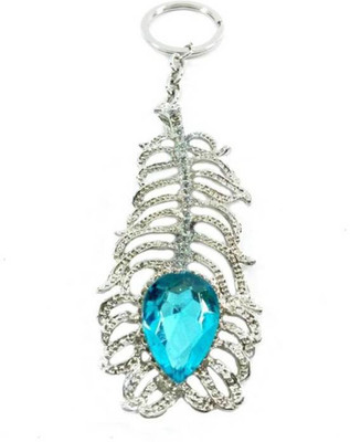 

Vaishnowhand Beauriful metallic Peacock Feather Keychain with Blue Stone Key Chain