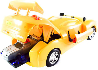 

P17 collection Anti-Terrorism Opening/Closing Doors Car with one more car came out with soldiers Lights & Sounds Effects(Yellow)