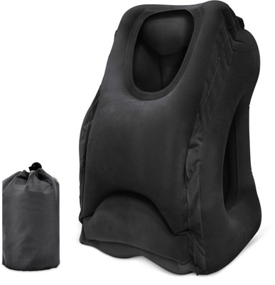 

Shrih Inflatable Travel Pillow, Ergonmic and Portable Head Neck Rest Travel Pillow for Airplanes, Cars, Trains, Home, Camping, Office Napping(Black) Neck Pillow & Eye Shade(Black)