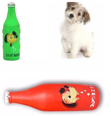 Sri High Quality Cute Beer Bottle Style Rubber Dogs/ Cats Squeaking Toys - Set Of 2 Rubber Squeaky Toy For Dog & Cat