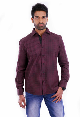 Elyt Club Men Checkered Casual Maroon Shirt