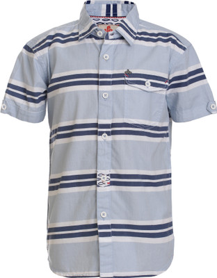 Under Fourteen Only Boys Self Design Casual Blue Shirt Under Fourteen Only Boys Self Design Casual Blue Shirt