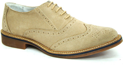 

ASM Beige Pure Suede Brogue Leather Shoes Casuals For Men(Beige