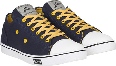 Kraasa NewStyle Canvas Sneakers For Men(Navy, Yellow