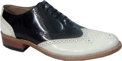 

ASM White/Black Handmade Brogue Goodyear Welted Shoes Brogues For Men(White, Black