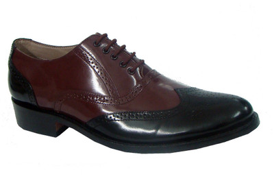 

ASM Black/ Cherry Handmade Brogue Goodyear Welted Shoes Lace Up For Men(Black