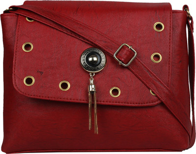 

ABHEER Women Casual Maroon PU Sling Bag