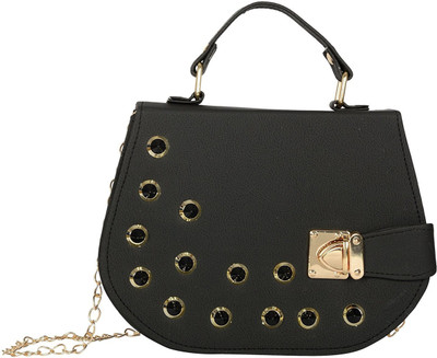 

MultiZone Girls Evening/Party Black Leatherette Sling Bag