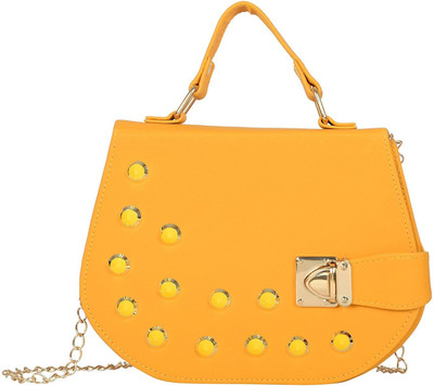 

MultiZone Girls Evening/Party Yellow Leatherette Sling Bag