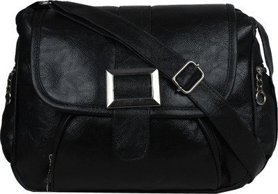 

FANEX Women Casual Black PU Sling Bag