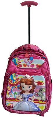 

kaykon Princess Trolley Travel Bag for Girls - Cabin Size 20 inch - 4 Compartments - 2 Wheels - High Quality Polyster Bag Small Travel Bag - 20(Pink)