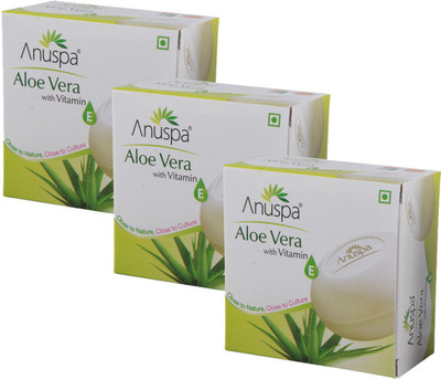 

Anuspa 3 Herbal Aloevera 125g Bath Soaps with Vitamin E(125 g, Pack of 3)