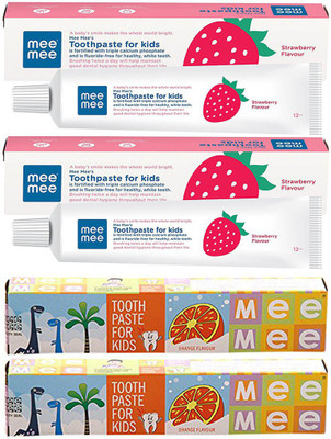 MeeMee Strawberry+Ornage Toothpaste(280 g, Pack of 4)