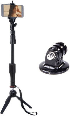

ReTrack Extendable Monopod-Holder for Camera/Mobile Phone With Mini Tripod-Bluetooth shutter & GoPro adapter Monopod(Black, Supports Up to 1500 g)
