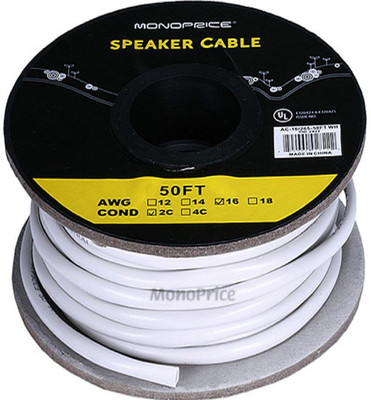 

monoprice TV-out Cable Speaker cable 50 ft(White, For Home Theater)