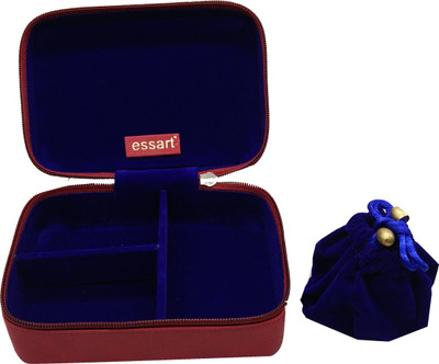 

Essart Faux Leather suede finish 15cm x10xm x 6.50cm long rectangular shaped vanity /Jewellery/Earring Box with zipp closure - 1604-Maroon Makeup and Jewellery Vanity Box(Maroon)