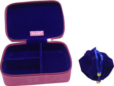 

Essart Faux Leather suede finish 15cm x10xm x 6.50cm long rectangular shaped vanity /Jewellery/Earring Box with zipp closure - 1604-Pink Makeup and Jewellery Vanity Box(Pink)