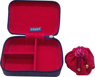 

Essart Faux Leather suede finish 15cm x10xm x 6.50cm long rectangular shaped vanity /Jewellery/Earring Box with zipp closure - 1604-Blue Makeup and Jewellery Vanity Box(Blue)